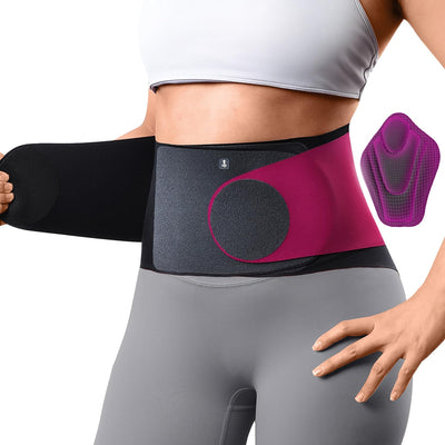 Ultra Thin Back Brace for Lower Back Pain Women, Enhanced Lumbar Support System, Seamless Yoga Fabric, Slim-Fit & Invisible, Wear under Clothes, Sciatica, Posture, Lifting, Rose, Size L