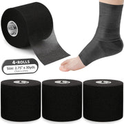 OK TAPE Pre Wrap Tape (4-Rolls) - Athletic Foam Underwrap for Sports, Protect for Ankles Wrists Hands and Knees, 2.75 Inches x 30 Yards - Black/Pink/Beige/White