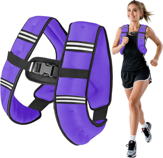 Weighted Vest for Woman Men,6lb/8lb/12lb/16lb/20Lb/25lb Weight Vest with Reflective Stripe Adjustable Buckle Strap Back Pocket Workout Strength Training Walking Jogging Running