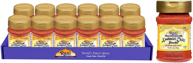 Rani Kashmiri Chilli Powder (Deggi Mirch, Low Heat) Ground Indian Spice 16oz (1lb) 454g PET Jar ~ All Natural | Salt-Free | Vegan | Kosher | Gluten Friendly