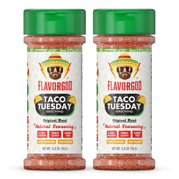 Taco Tuesday Seasoning Mix by Flavor God - Premium All Natural & Healthy Spice Blend for Grilling Chicken, Beef, Seafood, Vegetables, Salad, Ravioli, Pizza, & Pasta - Kosher, Gluten-Free, Dairy-Free, Vegan, Keto Friendly