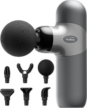 Mini Massage Gun, Percussion Muscle Massager for Back Pain Relief, Compact Sports Travel Massage Gun with 6 Massage Heads 4 Speeds, Gift for Her, Home, Athletes