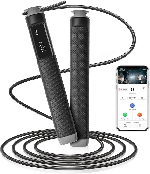 KYTO Smart Jump Rope, High Speed Jump Rope with Counter, Workout Jumping Rope with Steel Ball Bearings, Adjustable Length Speed Skipping Rope, Skipping Rope with App, Fitness Gifts for Adults, Kids