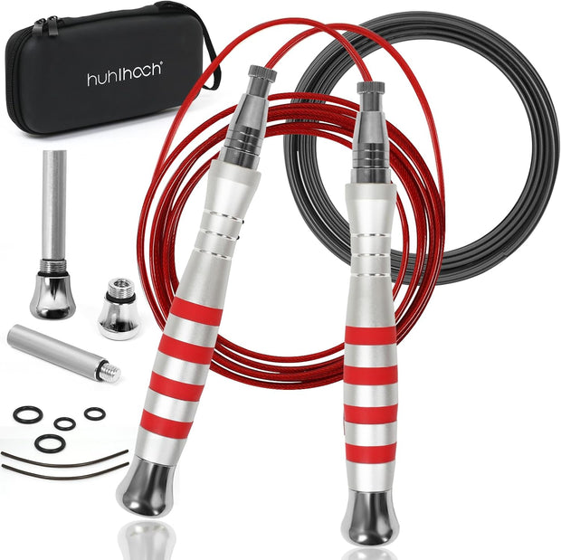 Speed Jump Rope - No-Screw Design, 360° Rotation, Non-Slip Silicone, Weighted, Includes 2 Handles, Portable Fitness Tool for Boxing