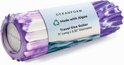 Oceanfoam Ripple Travel Foam Roller (11" x 3.35") Firm Mini Foam Roller for Physical Therapy, Deep Tissue Massage, Back Pain - High Density, Ergonomic Wave Textured - Yoga, Exercise (Black Marbled)
