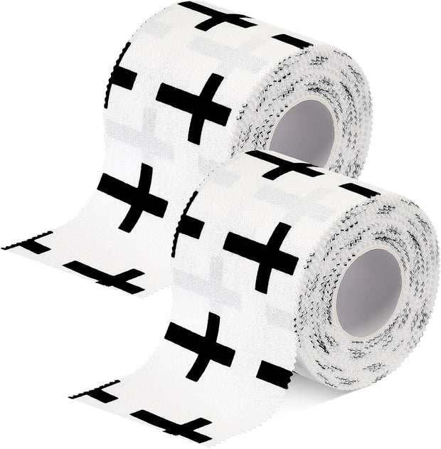 TrelaCo 1 Pcs Wrist Tape Baseball Cross Athletic 2in x 23ft Cotton Cross Wrist Tape Serrated Edges for Fingers Ankles Injury Wrap, Football Baseball Hockey Soccer (White)