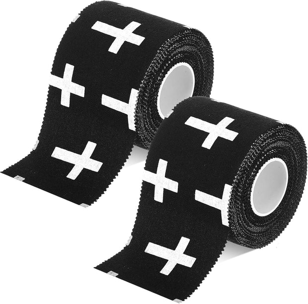 TrelaCo 1 Pcs Wrist Tape Baseball Cross Athletic 2in x 23ft Cotton Cross Wrist Tape Serrated Edges for Fingers Ankles Injury Wrap, Football Baseball Hockey Soccer (White)