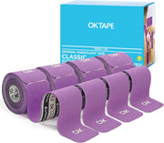 OK TAPE 4 Rolls Kinesiology Tape Precut, Cotton Elastic Athletic Tape Latex Free,20 Strips per Roll 2in x 16ft,Muscle Support,Mixcolor
