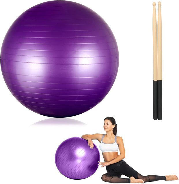 joyibay Cardio Drumming Equipment Set, Fitness Balance Ball with Pump & 3.2oz Cardio Drumming Sticks, Aerobic Exercise Ball for Workouts, Stability, Pilates, Yoga, Pregnancy Gymnastics