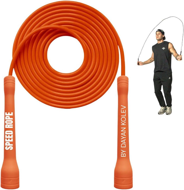 Speed Jump Rope by Dayan Kolev, 5mm PVC Skipping Rope, Great for Beginners and Advanced Athlets, Designed for Fitness, Cardio, Boxing & CrossFit, Adjustable length with Unbreakable Handles