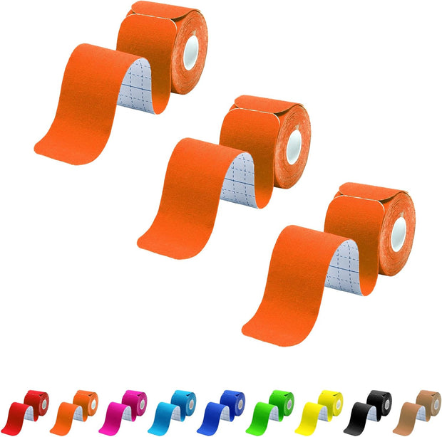 Kinesiology Tape Precut 3 Rolls, Athletic Sports Tape for Muscle Joints Support, 60 Strips for Knee Ankle Shoulder Wrist, Latex Free and Water Resistant, Pink