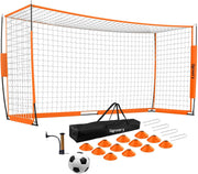 Portable Soccer Goal, Detachable 12x6 FT Soccer Goals Net for Backyard, Quick Setup Training Equipment with 1 Carry Bag, 1 Football, 12 Training Cones