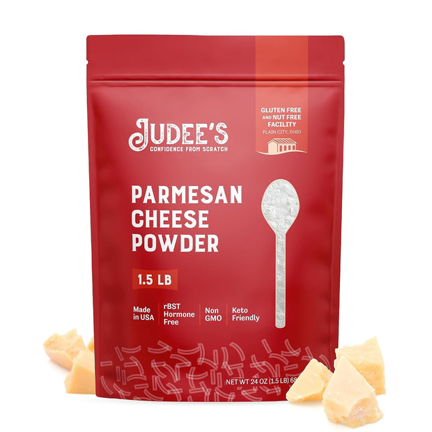 Judee’s 11.25oz Parmesan Cheese Powder - Non-GMO, Keto-Friendly, rBST; Hormone, Gluten & Nut Free – Real Parmesan, USA-Made for Dips, Soups & Seasonings