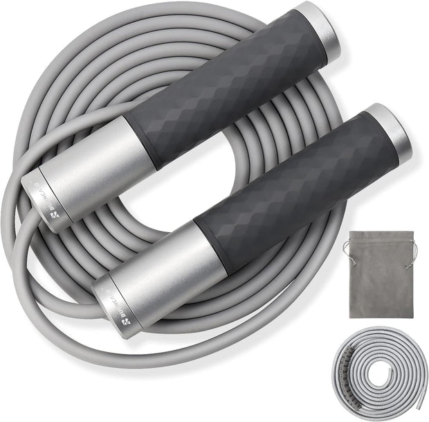 Weighted Jump Rope for Men, Women (1.5LB) - Alloy Steel Handles, Speed Skipping Rope, Gym,Indoor/Outdoor - Fitness, Workout, Boxing - Solid PVC & Cotton Rope