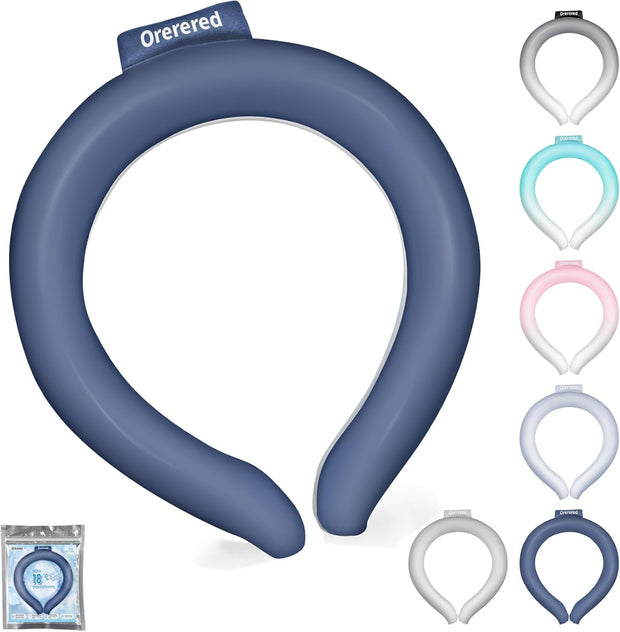 Neck Cooling Tube 70% Gel Increase Ice Ring Neck Cooler Wearable Body Cooling Products for Summer Outdoor Indoor Activities Relief for Hot Flashes(Navy,L)