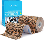 OK TAPE Hypoallergenic Digtal Printed Kinesiology Tape, Elastic Sports Athletic Tape, 2 Rolls, 2in×16.4ft Uncut Roll-DIY