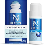 Nervive Pain Relieving Roll On Liquid, Max Strength No-Mess Topical Pain Reliever with Lidocaine and Menthol for Toes, Feet, Fingers, Hands, Legs & Arms, 2.5oz