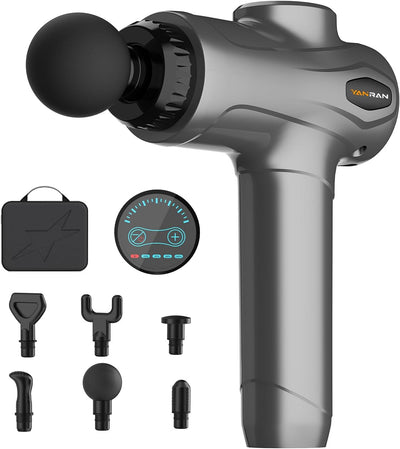 YANRAN Deep Tissue Massage Gun Portable, Percussion Massage Gun with 7 Levels & 6 Massage Heads, Electric Massager for Muscles Pain Relief, Gifts for Men Women Athletes for Sports and Relaxation