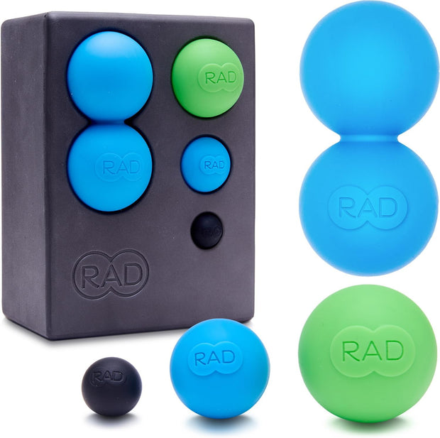 RAD All-in Kit – Foam Roller Set for Whole Body Massage & Myofascial Release – 7-in-1 Kit with Roller Stick, Yoga Block, Massage Balls – Muscle Recovery Tools for Mobility & Flexibility