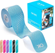 OK TAPE Synthetic Kinesiology Tape Precut Strips, Waterproof Kinesiology Athletic Tape for Joint & Muscle Support, Reflective and Durable Tape, 2in×16.4ft Roll 20PCS | Beige
