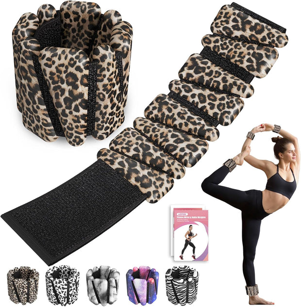 Wrist Ankle Weights for Women Set of 2, Adjustable Silicone Weighted Bangles, Wearable Ultra-durable Strips Weight Bracelet 2 lbs/4 lbs for Yoga, Pilates, Barre, Walking, Arm & Leg Workout