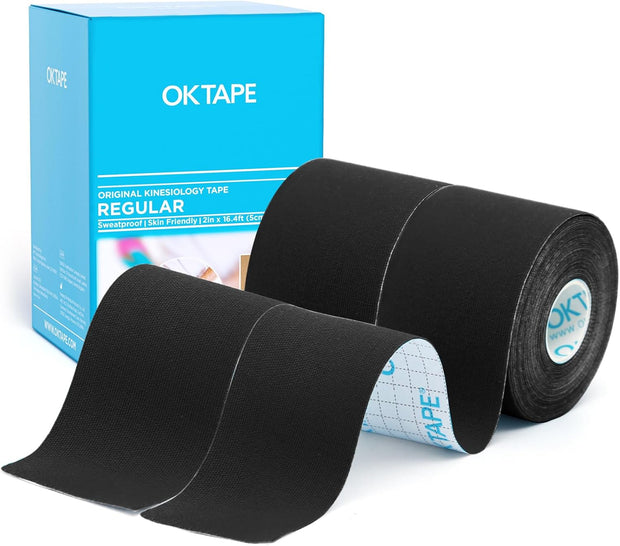 OK TAPE Kinesiology Tape, Regular Original Cotton Elastic Athletic Tape for Support and Recovery, Sports Tape, 2in×16.4ft Uncut Roll - Pink