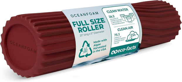 Oceanfoam Tidal Roller - Natural - Muscle Massage Foam Roller for Back Pain & Stretching - Firm and Ergonomic Wide Wave Textured - Yoga, Athletics, & Wellness - Full Size, 20" x 5"
