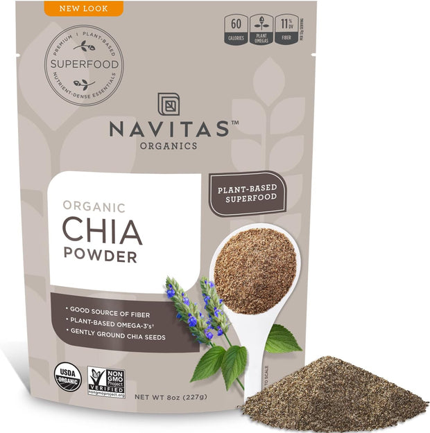 Navitas Organics Chia Seeds – For Chia Pudding, Smoothies, Baking, Salads & More – Omega 3, Fiber, Minerals - USDA Organic, Non GMO, Kosher, Gluten Free, Keto (16oz. Bag, 15 Servings)