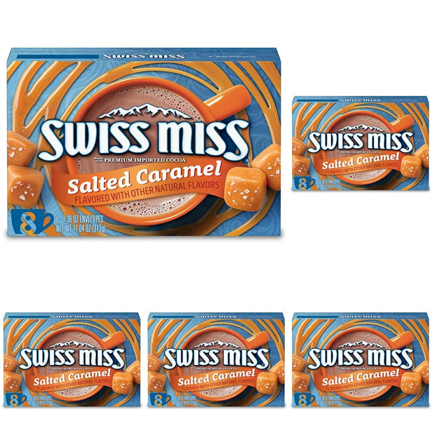 Swiss Miss Salted Caramel Flavored Hot Cocoa Mix, 1.38 oz pack of 8