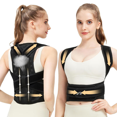 Posture Corrector for Women and Men, Full Back Brace Support Adjustable Lightweight Back Brace for Neck Shoulder & Upper Back Pain Relief, Improve Posture Correct Hunchback Slouching Kyphosis Back Pain M