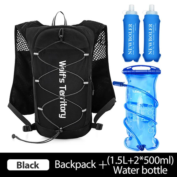 NEWBOLER Outdoor Trail Running Ultralight Backpack Running Hydration Vest Breathable Marathon Running Backpack Water Bottle