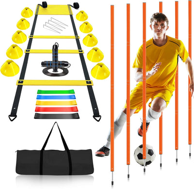 Soccer Agility Training Poles Equipment |Adjustable Soccer Equipment for Training Includes 6 Flexible Agility Poles