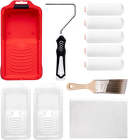 Mister Rui Foam Paint Roller, 8 Pack 4 Inch Paint Roller Kit, Complete 4" Mini Paint Roller Kit with Small Foam Paint Roller Covers, Frame, Tray and Liner for Professional Painting Results