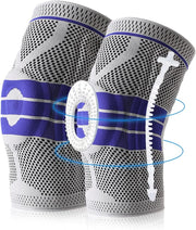 Knee Brace Compression Sleeve for Knee Pain Wraps Patella Stabilizer with Silicone Gel Spring Support, Hinged Kneepads Protector for Meniscus Tear Arthritis Men Women
