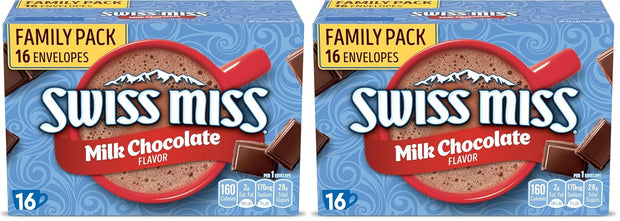Swiss Miss Hot Cocoa Drink Mix, Milk Chocolate Flavor, Family Pack, 16 ct