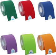 OBTANIM 4 Rolls Waterproof Breathable Kinesiology Tape, Athletic Elastic Kneepad Muscle Pain Relief Knee Taping for Gym Fitness Running Tennis Swimming Football (Black, Skin, Pink, Light Blue)