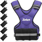 ZELUS Weighted Vest for Men and Women | 4-10lb/11-20lb/20-32lb Vest with 6 Ironsand Weights for Home Workouts | Adjustable Body Weight Vest Exercise Set for Cardio and Strength Training