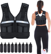 Sportneer Adjustable Weighted Vest Weights: 2-18 lbs/2-40 lbs Washable Weight Vest 16 In 1 Fast Adjust Rucking Vest for Women and Men Home Gym Workout Fitness Strength Training Vests