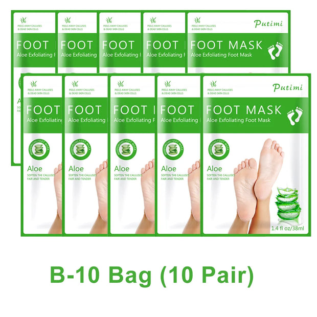 1-10Pcs Exfoliating Foot Mask Foot Spa Pedicure Socks Removing Dead Skin Whitening Heels Peeling Anti Cracked Foot Skin Care