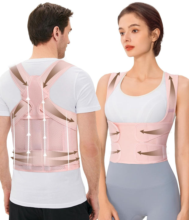 URSEXYLY Back Brace Posture Corrector for Women and Men, Breathable Shoulder Brace, Upper and Lower Back Pain Relief, Adjustable Full Back Support(Medium,Black)