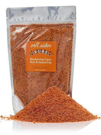 s.a.l.t. sisters Blackening Cajun Rub & Seasoning | All-Natural, Gluten Free, MSG Free, Non-GMO | Dry & Wet Rub Seasoning Base | Versatile Use for Chicken Wings, Brisket, Pulled Pork, and More | 1lb