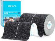 OK TAPE PRO Kinesiology Tape, 2inch x Long Roll 16ft Free Cut Tape, Elastic Athletic Tape Therapeutic Latex Free, Black+Black