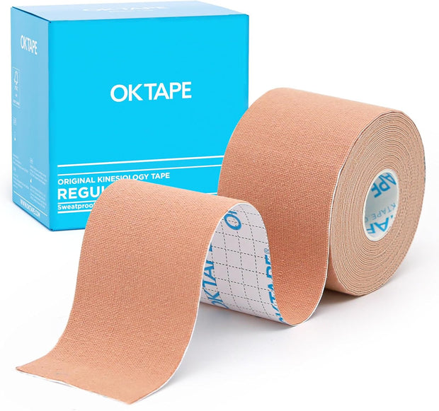 OK TAPE Kinesiology Tape, Regular Original Cotton Elastic Athletic Tape for Support and Recovery, Sports Tape, 2in×16.4ft Uncut Roll - Pink