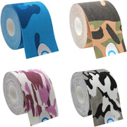 OBTANIM 4 Rolls Waterproof Breathable Kinesiology Tape, Athletic Elastic Kneepad Muscle Pain Relief Knee Taping for Gym Fitness Running Tennis Swimming Football (Black, Skin, Pink, Light Blue)