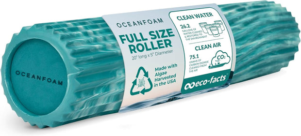 Oceanfoam Tidal Roller - Black - Muscle Massage Foam Roller for Back Pain & Stretching - Firm and Ergonomic Wide Wave Textured - Yoga, Athletics, & Wellness - Full Size, 20" x 5"