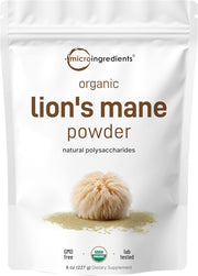 Micro Ingredients Organic Lion’s Mane Mushroom Powder, 16oz | Pure Fruiting Body Superfood | Supports Brain, Focus, Energy & Immune Health | Great for Smoothies & Coffee | Filler Free, Vegan, Non-GMO