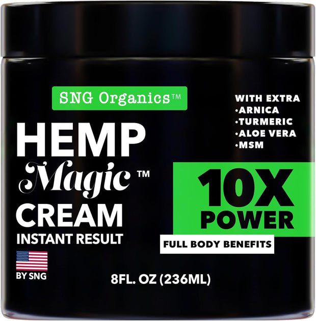 Super Natural Goods Hemp Cream Maximum Strength (8oz) Hemp Oil & Arnica, Soothes Discomfort on Joint Muscle Shoulder Hip Neck Knee & Back Support. All Soothing Cream. Instant Menthol Rub