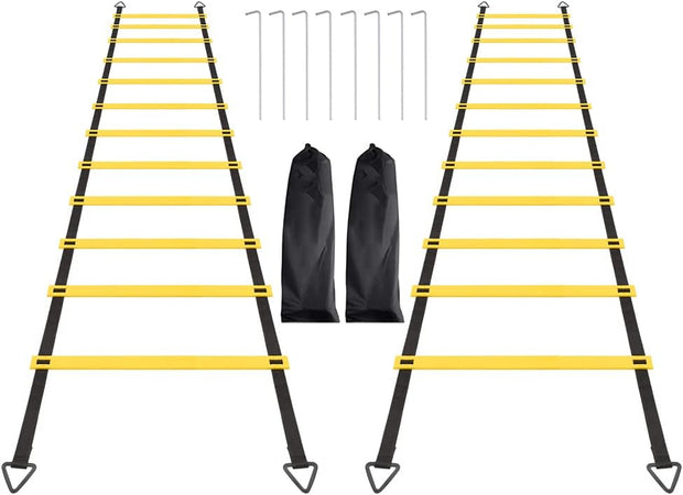 1/2/4 Pack 12 Rungs Agility Ladder Set, Training Ladder with Steel Stakes and Carry Bag for Soccer, Speed Fitness Feet Training
