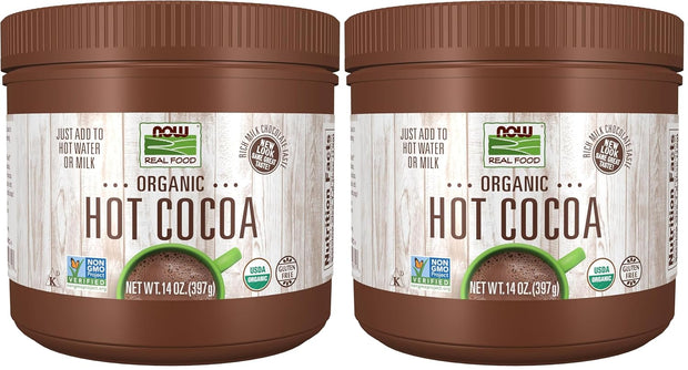 NOW Foods, Cocoa Lovers™ Organic Hot Cocoa, Instant, Rich Milk Chocolate Taste, Low-Fat and Gluten-Free, 14-Ounce
