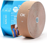 OK TAPE Kinesiology Tape Pre Cut Strips Bulk (150 PCS),Elastic Cotton Latex Free Hypoallergenic Athletic Tape Roll for Muscle Joint Knee,Waterproof k Tape 2in×10in/PCS